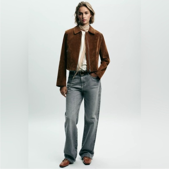 zara leather square toe ballet flats, size 8 - Picture 8 of 8